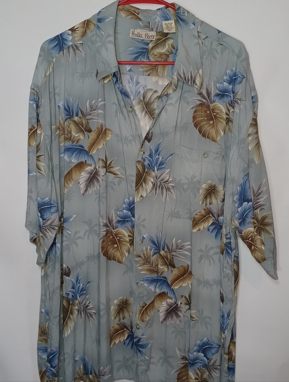 Hollis River Light Blue Tropical Hawaiian Button Shirt Aloha Island Vibes